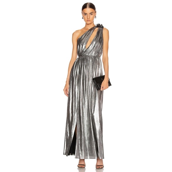 Retrofete Dresses & Skirts - Retrofete Silver Metallic Maxi Length Andrea Gown Size Medium